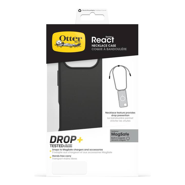 OTTERBOX Backcover avec cordon MagSafe React (iPhone 16 Pro, Noir)