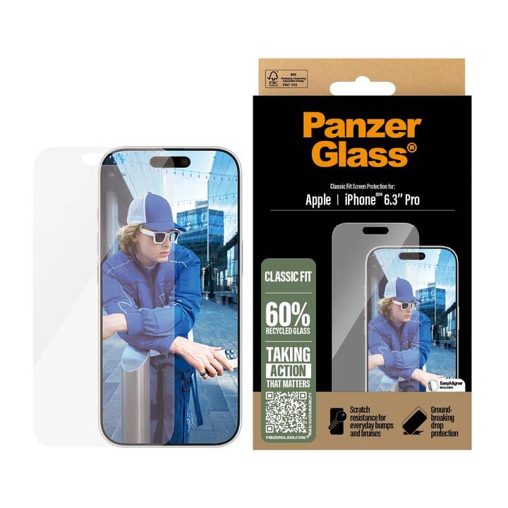 PANZERGLASS Verre de protection d'écran Classic Fit (iPhone 16 Pro, 1 pièce)