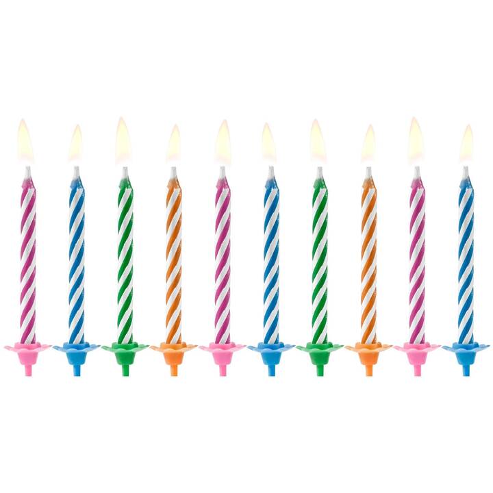 PARTYDECO Candela per torta Magic (10 pezzo, Compleanno, Multicolore)