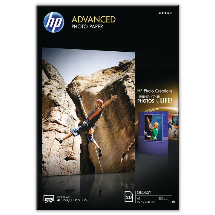 HP Advanced Fotopapier (20 Blatt, A3, 250 g/m2)