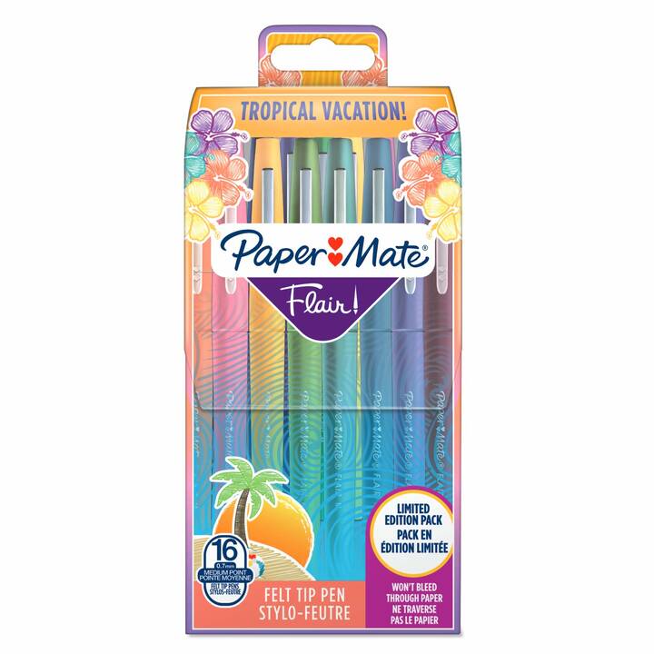 PAPER MATE Tropical Vacation Crayon feutre (Multicolore, 16 pièce)