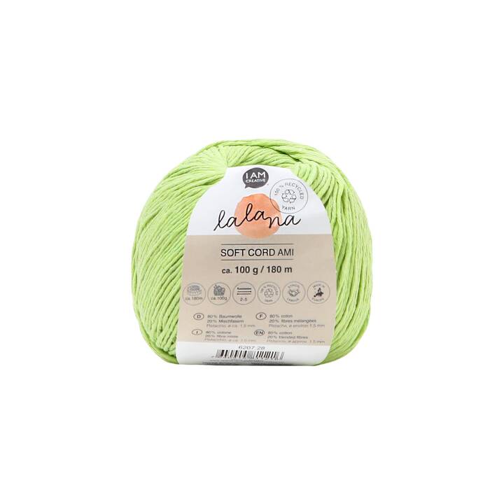 LALANA Wolle Soft Cord Ami  (100 g, Hellgrün, Grün)