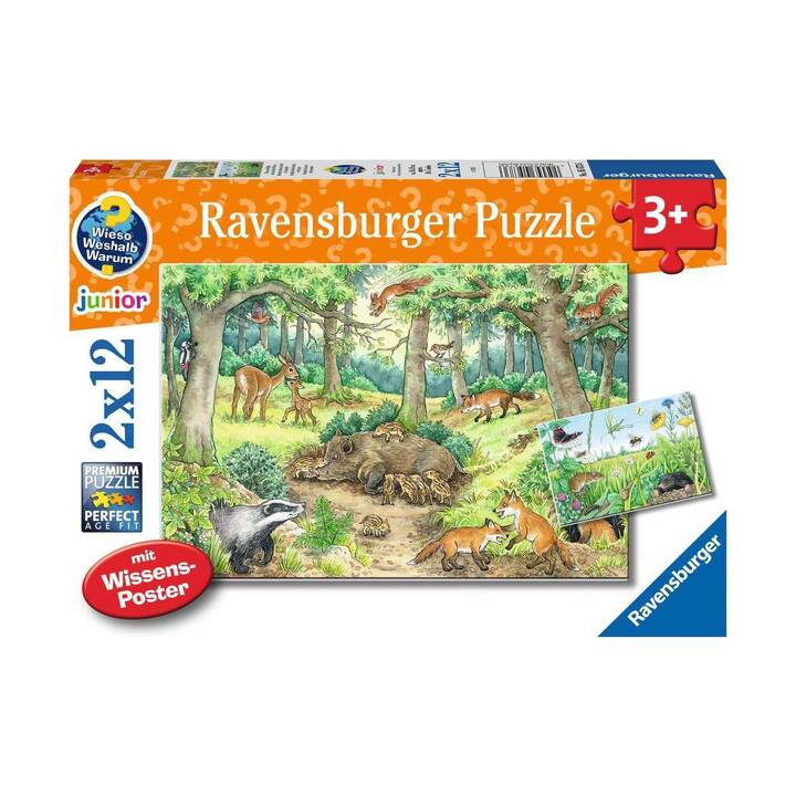 RAVENSBURGER Tiere Puzzle (2 x 12 Stück)