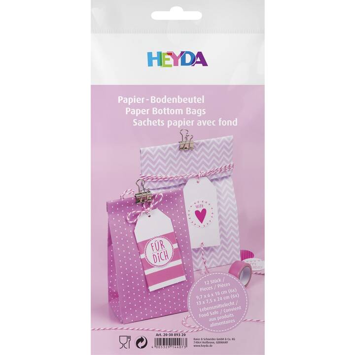 HEYDA Geschenktüte (12 Stk, Pink, Rosa, Gepunktet)
