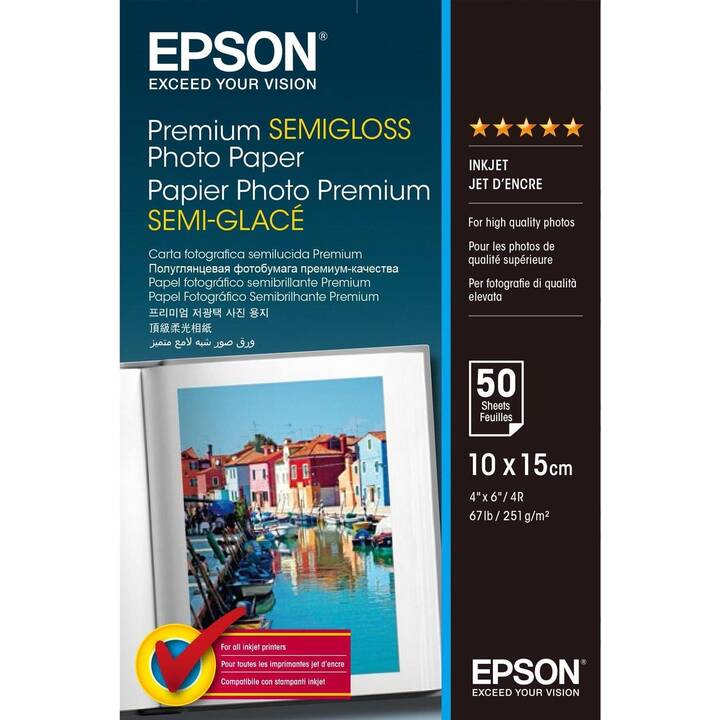 EPSON Premium Semigloss Fotopapier (50 Blatt, 100x150, 251 g/m2)