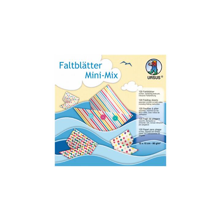 URSUS Faltpapier Origami Mini Mix (Mehrfarbig, 120 Stück)