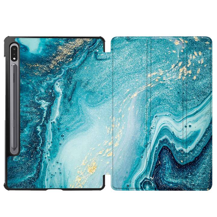 EG Flip cover pour Samsung Galaxy Tab S7 FE 12.4" (2021) - marbre bleu