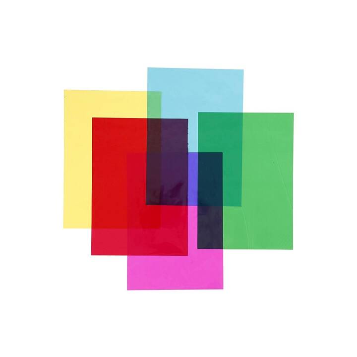 CREATIV COMPANY Bastelpapier-Set Cellophan (Gelb, Grün, Rot, Blau, Pink, A4, 100 Stück)