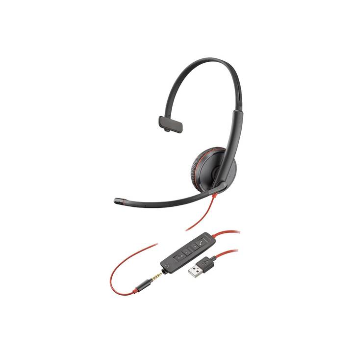 HP Office Headset Poly Blackwire 3215 (On-Ear, Kabel, Schwarz)