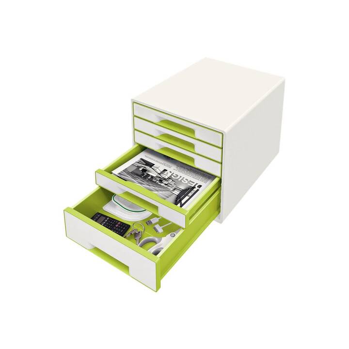 LEITZ Büroschubladenbox Wow (A4, 287.0 mm  x 270.0 mm  x 363.0 mm, Grün, Weiss)