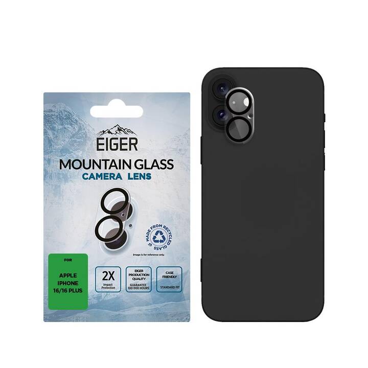 EIGER Verre de protection de l'appareil photo (iPhone 16, iPhone 16 Plus, 1 pièce)