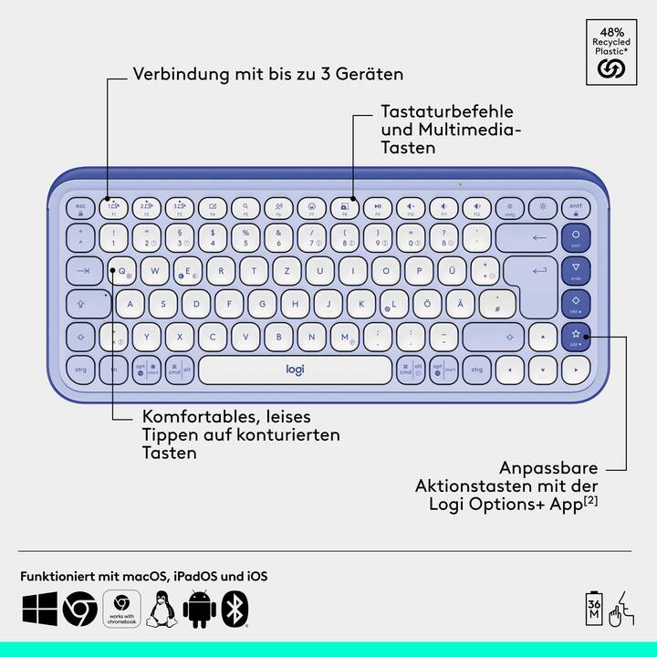 LOGITECH Pop Icon Combo (Bluetooth, Schweiz, Kabellos)