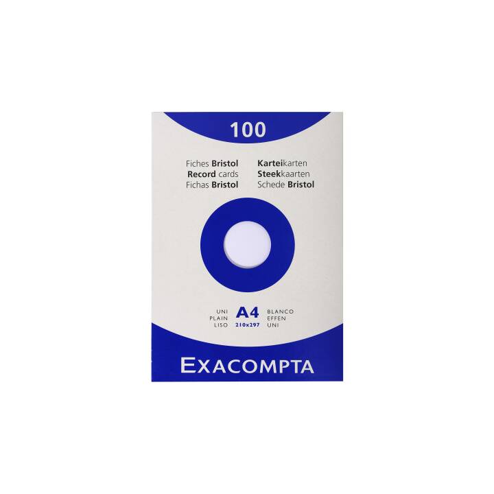 EXACOMPTA Cartes-fiches (A4, Blanc, En blanc, 100 pièce)