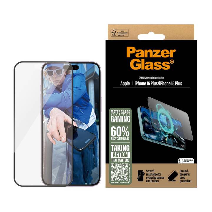 PANZERGLASS Verre de protection d'écran Ultra-Wide Fit (iPhone 15 Plus, 1 pièce)