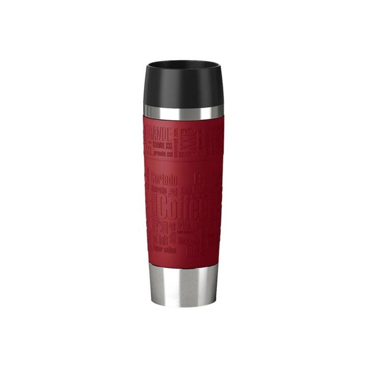 EMSA GMBH Thermobecher Travel (0.5 l, Silber, Schwarz, Edelstahl, Rot)