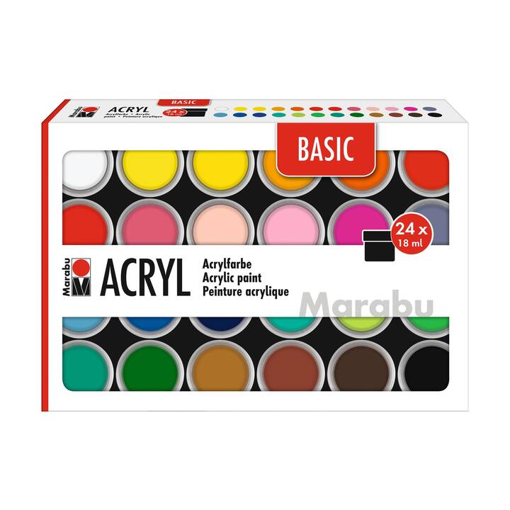 MARABU Acrylfarbe Set (24 x 18 ml, Mehrfarbig)