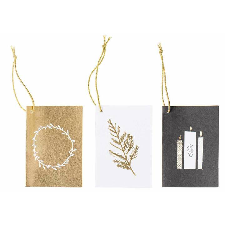 RICO DESIGN Etichetta regalo Paper Poetry (6 Stk, Nero, Oro, Bianco, Lamelle)