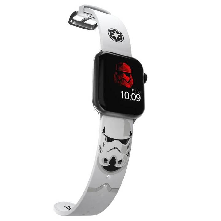 MOBY FOX Star Wars Stormtrooper Bracelet (Apple Watch Series 7 / Ultra / Series 2 / Series 5 / Series 8 / SE / Series 1 / Series 3 / Series 4 / Series 6, Noir, Blanc)