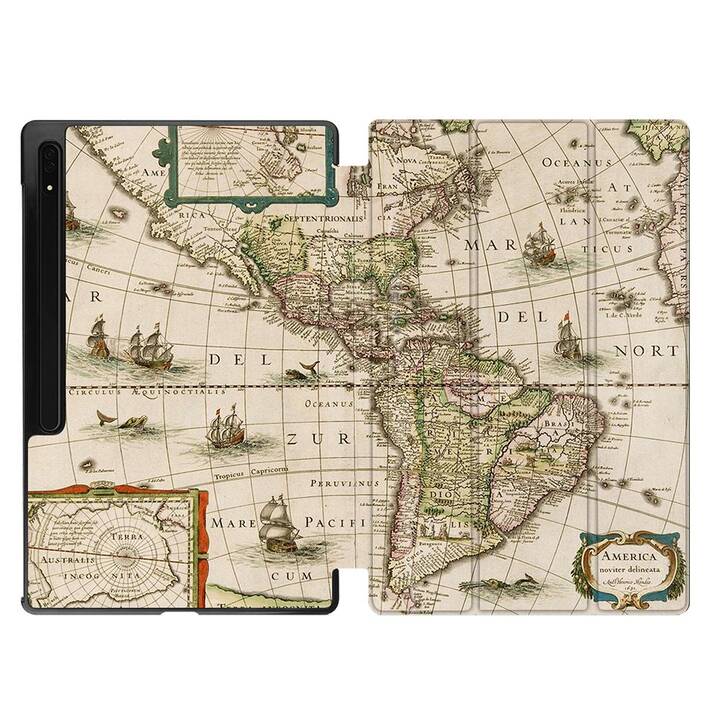 EG Custodia (11", Galaxy Tab S9, Carta geografica, Marrone)