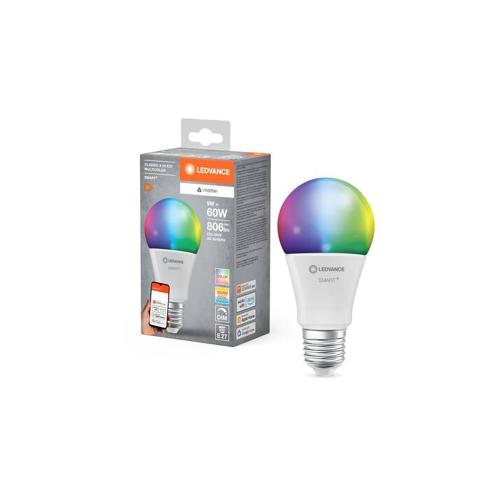 LEDVANCE LED Birne Smart+ Matter Classic A60 (E27, WLAN, 9 W)