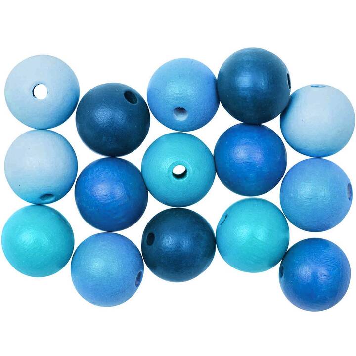 RICO DESIGN Perlen (15 Stück, Holz, Blau, Türkis)