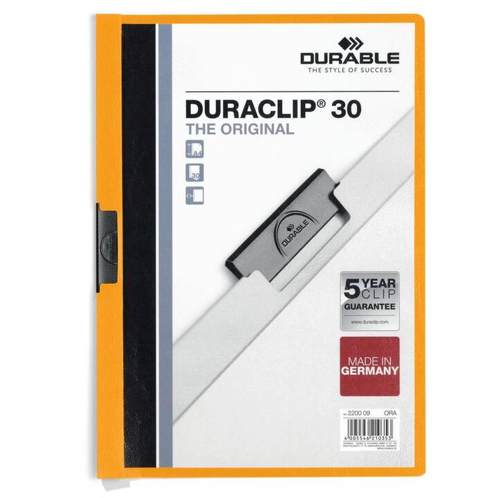 DURABLE Klemmhefter Duraclip (Orange, A4, 1 Stück)