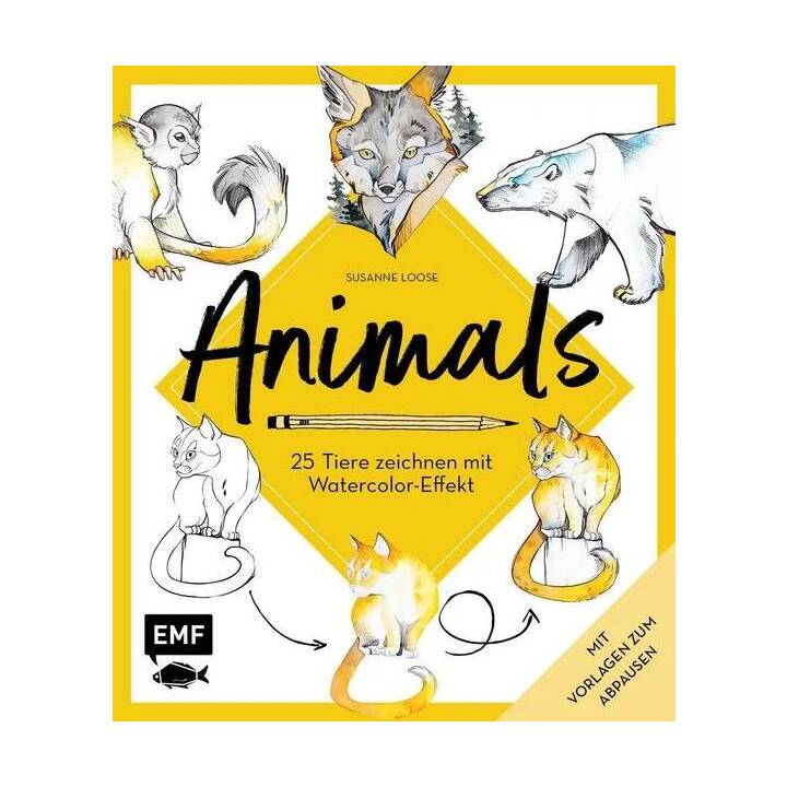 Animals - 25 Tiere zeichnen mit Watercolor-Effekt