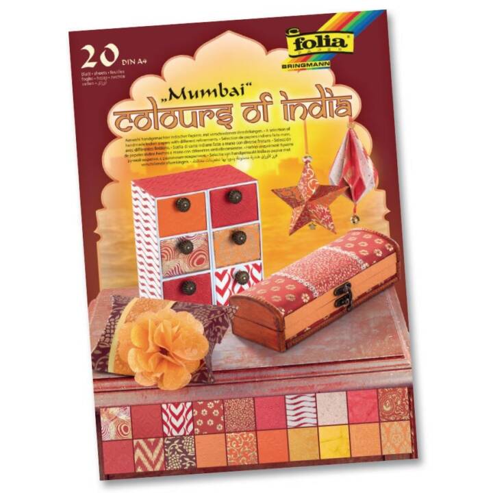FOLIA Spezialpapier India Mumbai (Mehrfarbig, A4, 20 Stück)