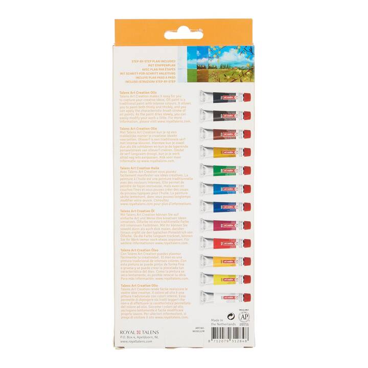 TALENS Colori ad olio Set (12 x 12 ml, Rosso, Multicolore)