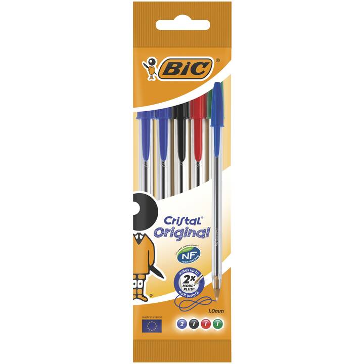 BIC Kugelschreiber Cristal Origin (Blau, Grün, Schwarz, Rot)