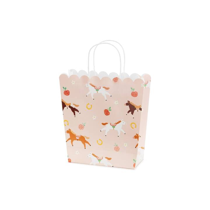 PARTYDECO Sachet cadeau (Blanc, Rose, Cheval)