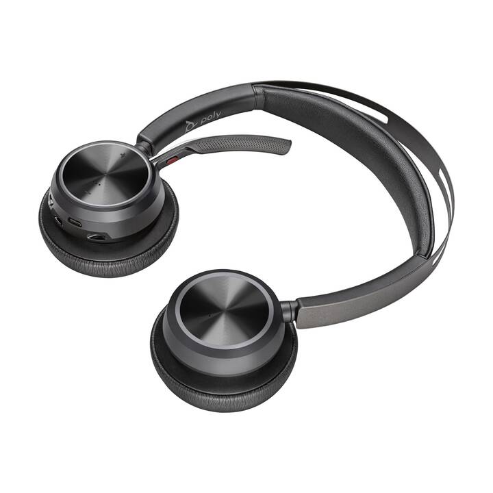 HP Office Headset Poly Voyager Focus 2 (On-Ear, Kabel und Kabellos, Schwarz)