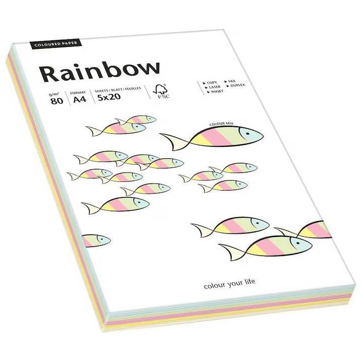 ANTALIS Rainbow Farbiges Papier (100 Blatt, A4, 80 g/m2)