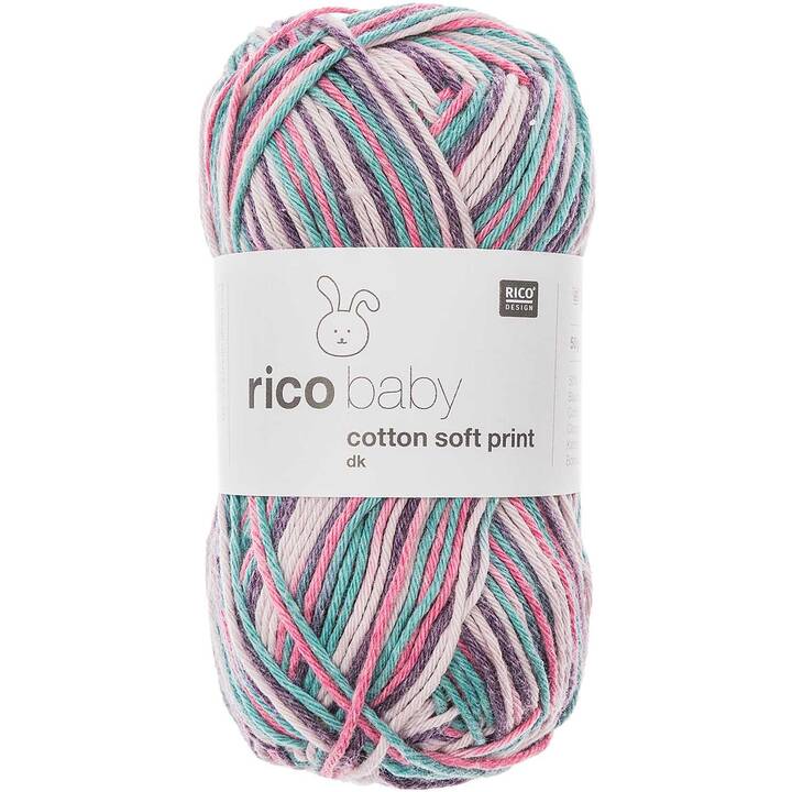 RICO DESIGN Wolle Soft Print  (50 g, Blau, Türkis, Rosa)