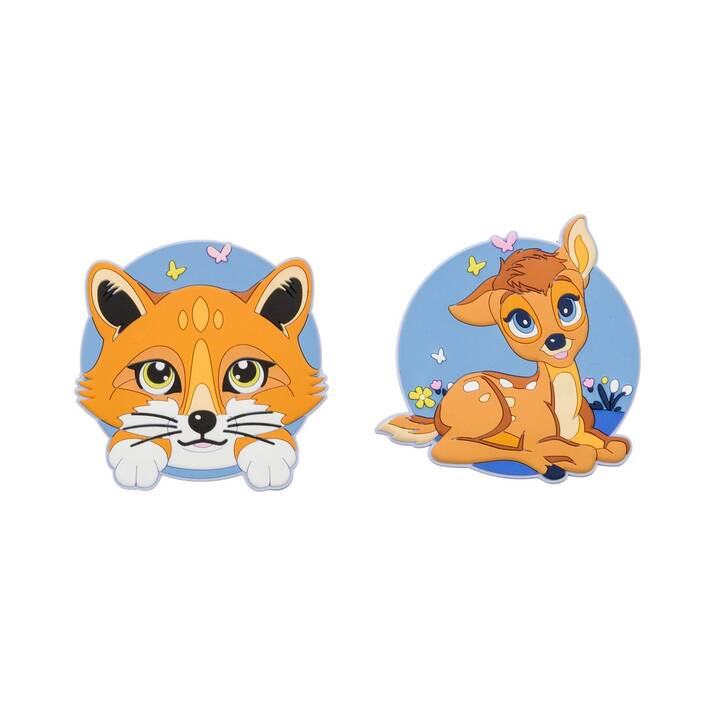 SCHNEIDER Klettapplikation Fox + Baby Deer (Orange, Blau, Mehrfarbig)