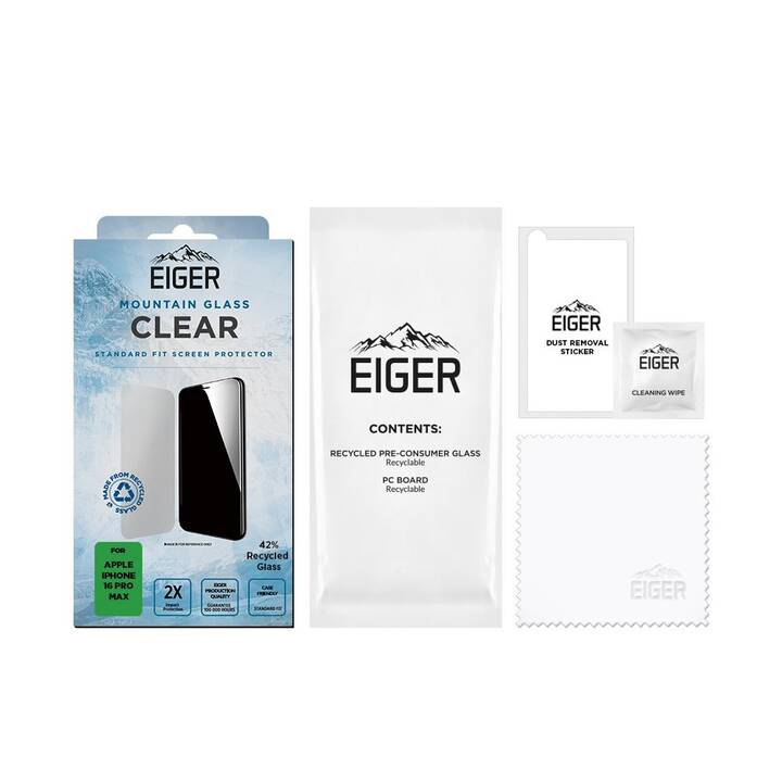 EIGER Displayschutzglas Clear (iPhone 16 Pro Max, 1 Stück)