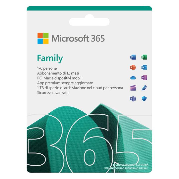 MICROSOFT 365 Family (Licenza annuale, 6x, 12 Mesi, Italiano)
