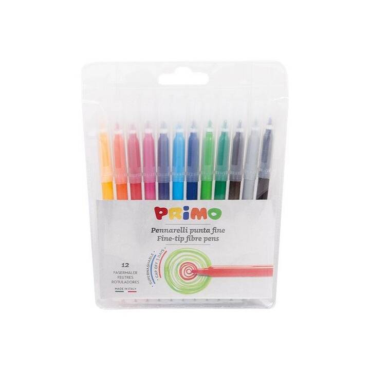PRIMO 605PEN12B Crayon feutre (Coloris assortis, 12 pièce)