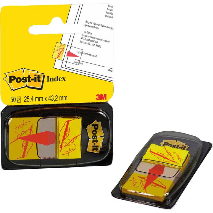 POST-IT Notes autocollantes Sign here (50 feuille, Jaune)