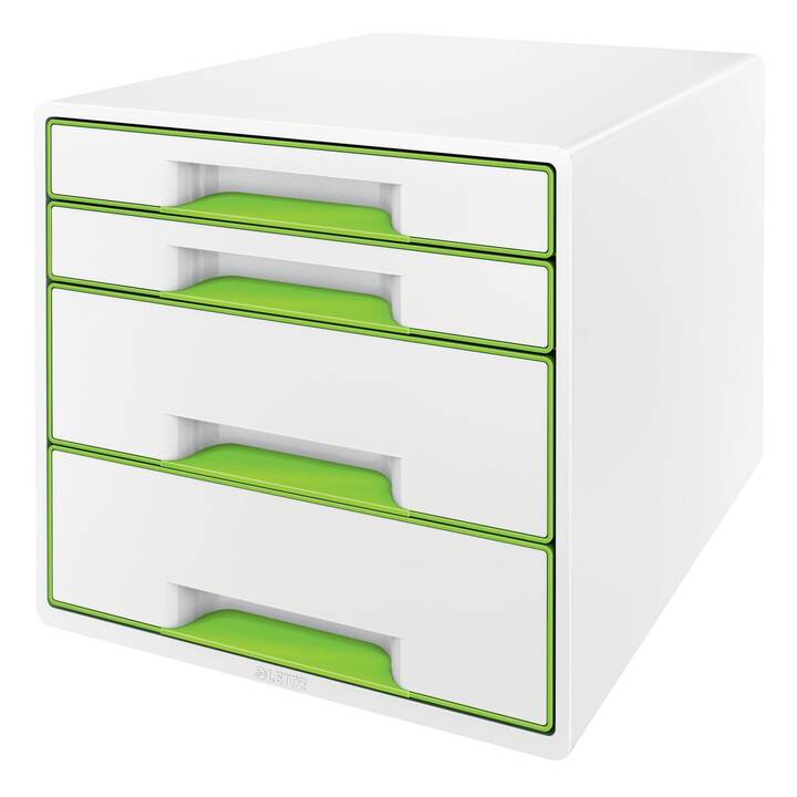 LEITZ Cassettiera da scrivania Wow Cube (28.7 cm  x 36.3 cm  x 27 cm, Verde, Bianco)