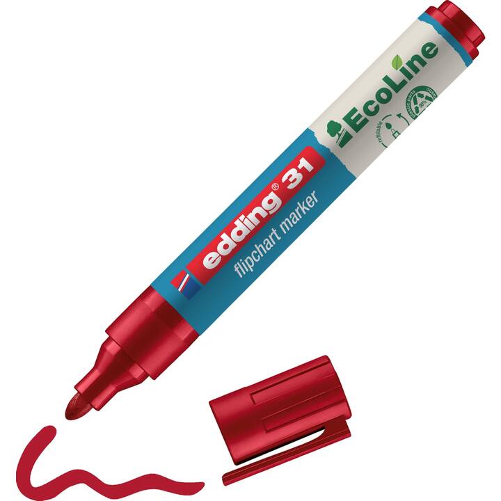 EDDING Marqueur pour Flipchart EcoLine 31 (Rouge, 1 pièce)