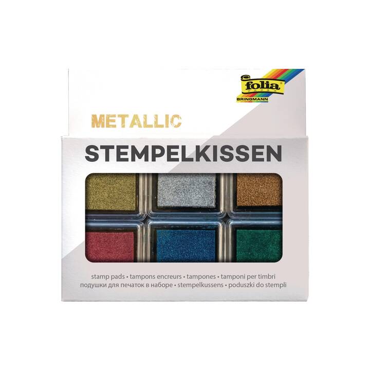 FOLIA Stempelkissen (Silber, Gold, Blau, Orange, Grün, Rot, 6 Stück)