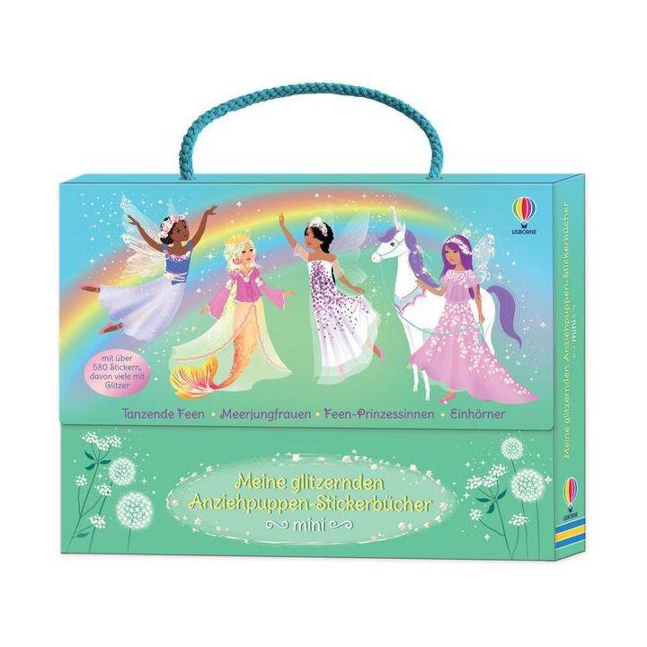 USBORNE PUBLISHING Libro degli adesivi Meine glitzernden Anziehpuppen-Stickerbücher (Fantasia e magia)