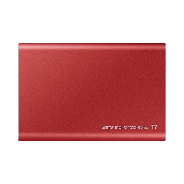 SAMSUNG Portable SSD T7 (USB Typ-C, 2000 GB, Metallic, Rot)