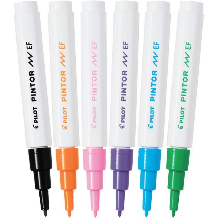 PILOT PEN Kreativmarker Pintor Classic (Gelb, Schwarz, Grün, Rot, Blau, Weiss, 6 Stück)