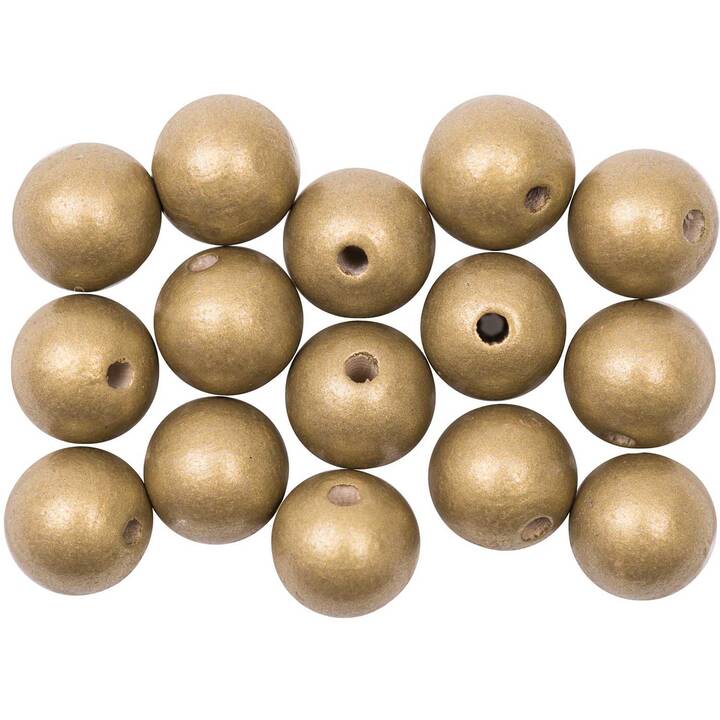 RICO DESIGN Perlen (15 Stück, Holz, Gold)