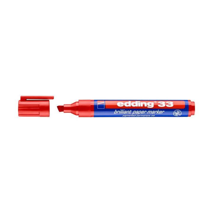 EDDING Marqueur permanent 33 (Rouge, 1 pièce)