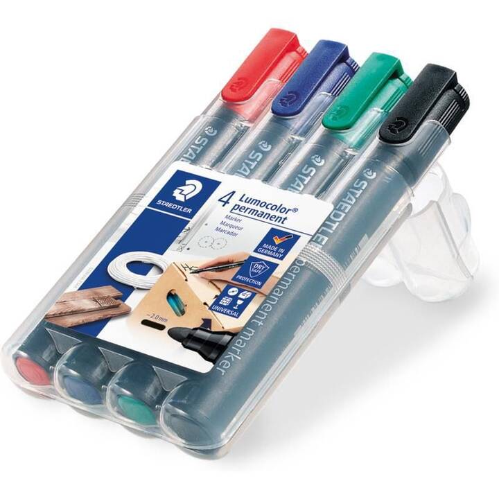 STAEDTLER Marqueur permanent (Bleu, Noir, Rouge, Vert, 4 pièce)