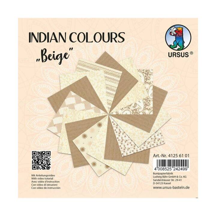 URSUS Carta a mano Indian Colours (Beige, 15 pezzo)