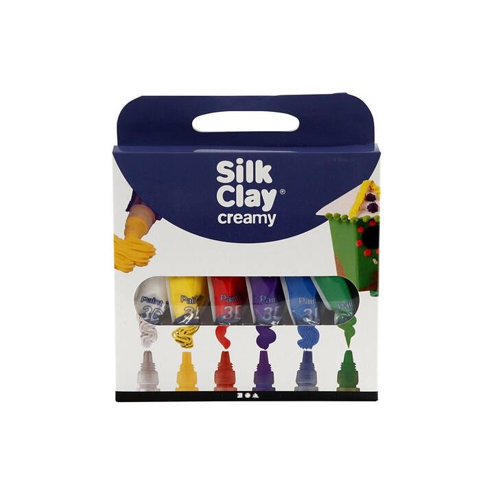 CREATIV COMPANY Modelliermasse Silk Clay (Violett, Gelb, Grün, Blau, Rot, Weiss)